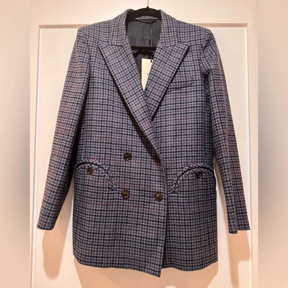 Blaze Milano Amarula Sun Houndstooth-check Wool Blazer NWT - Picture 3 of 8